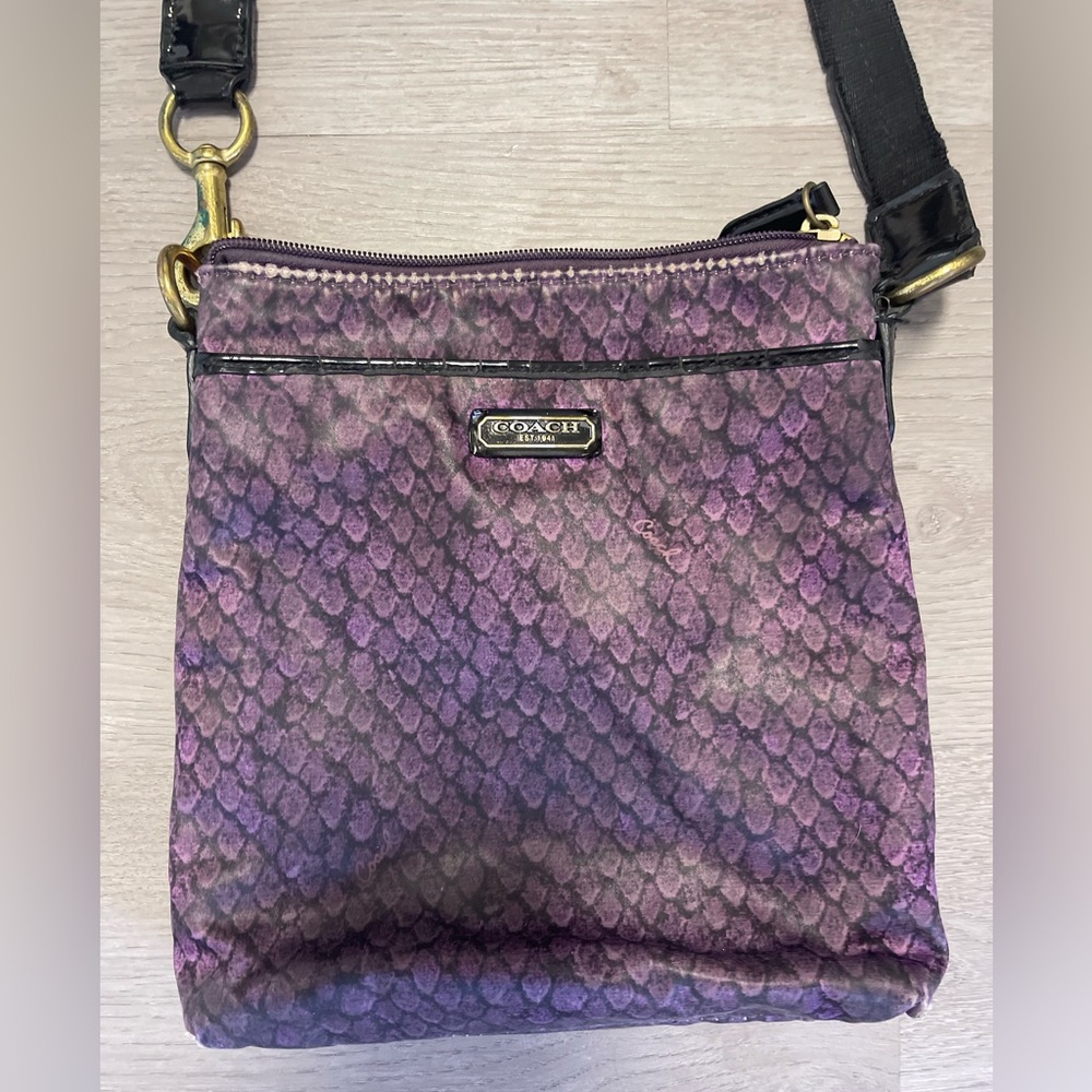 Coach Taylor Snake Print Nylon Crossbody